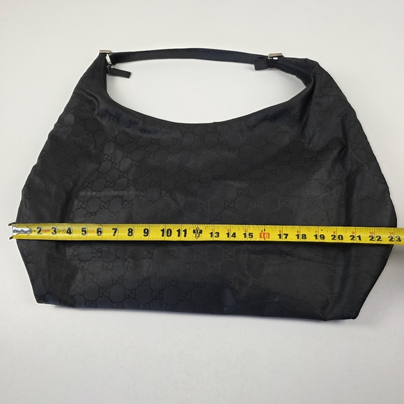 Gucci Monogram Nylon Oversized Hobo Travel Black Women's Rare Vintage - Picture 14 of 16